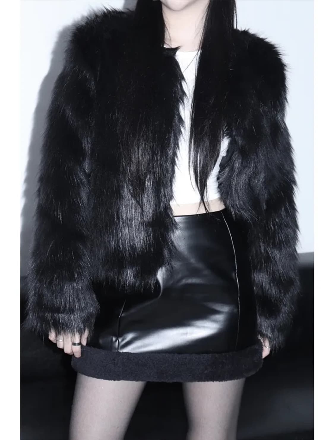 블랙 페이퍼 퍼 자켓 상품이미지1