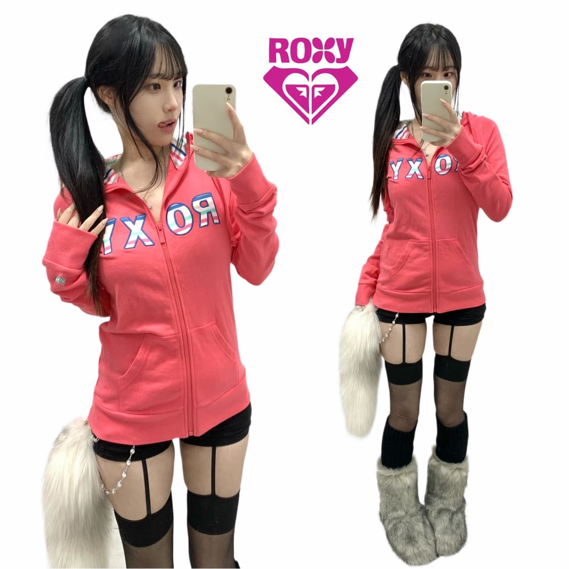 [ROXY] 록시 갸루 코랄핑크 후드집업 상품이미지1