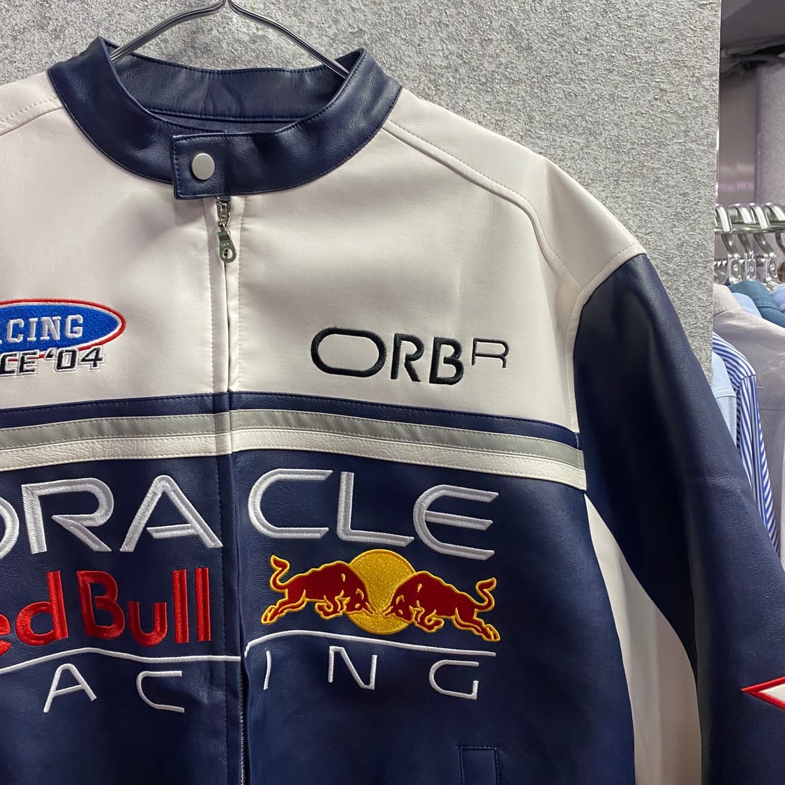 오라클 레드불 네이비 배색 스타 레더 레이싱 자켓 B3716 상품이미지3
