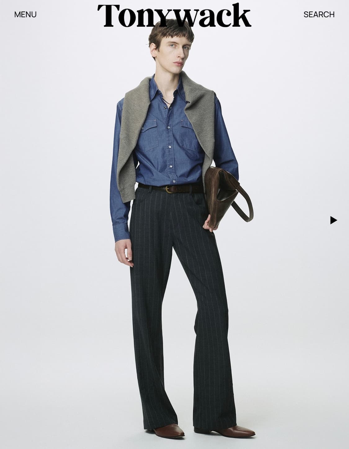 [30] 토니웩 스트라이프 울 플레어 팬츠 그레이 상품이미지1