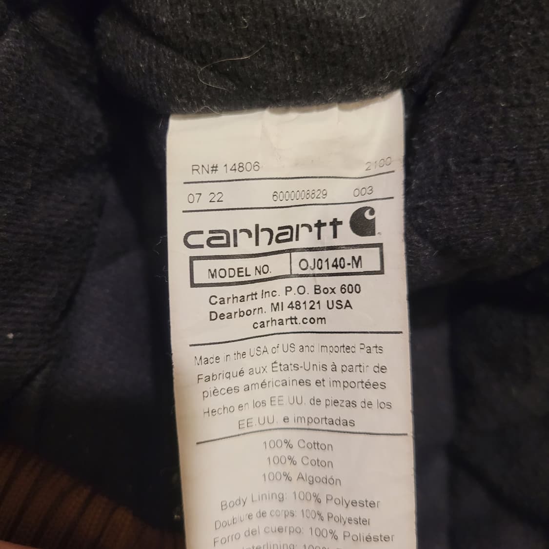 칼하트 루즈핏 덕 액티브 자켓 L 상품이미지7