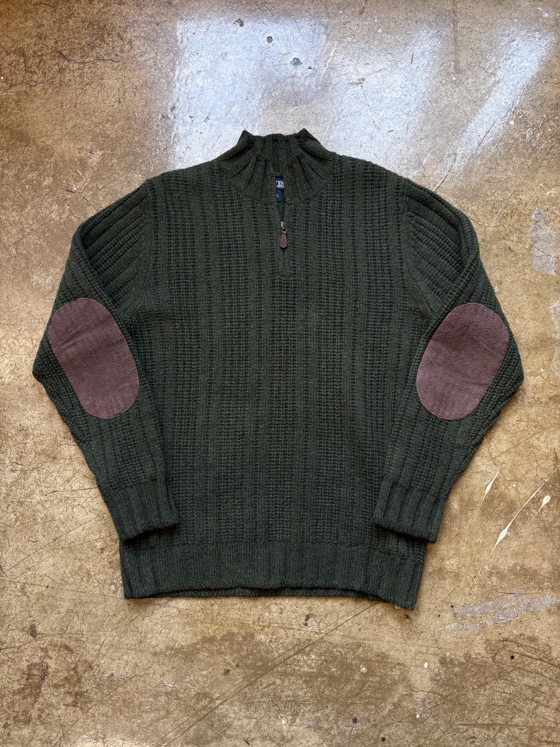 Lands End 엘보 패치 니트 반 집업 상품이미지1