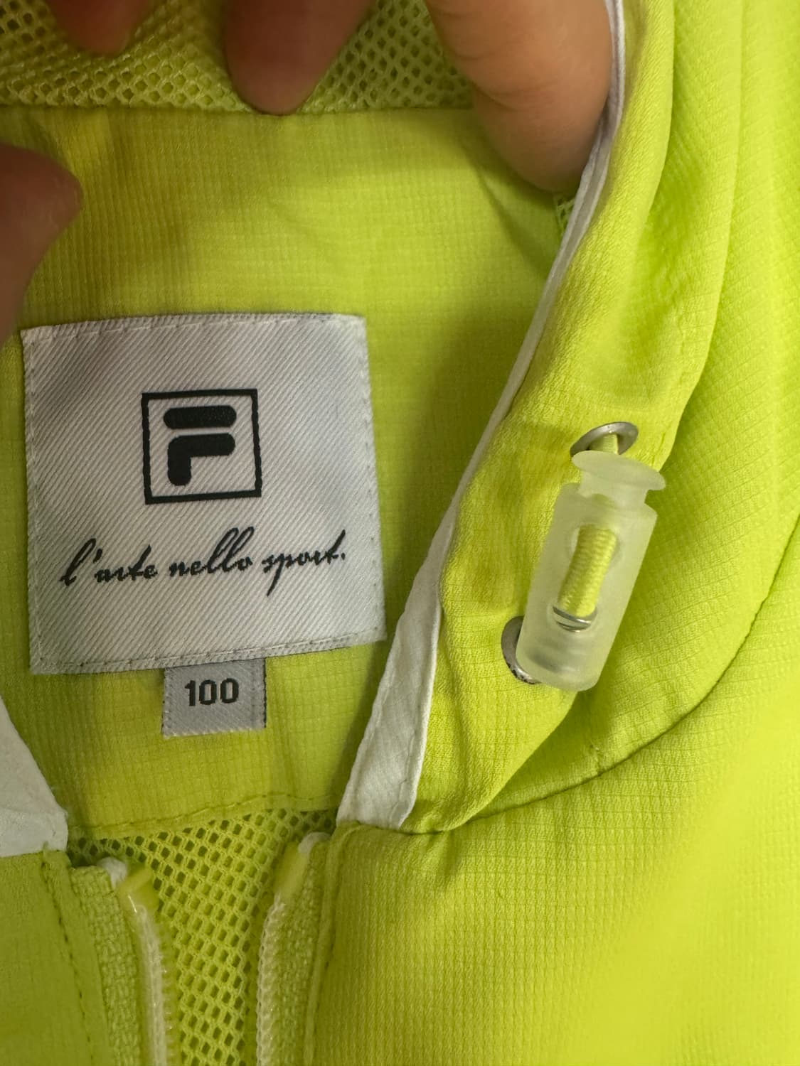 FILA 휠라 네온 라임 후드 집업 반팔 자켓 (라임 옐로우) 상품이미지5