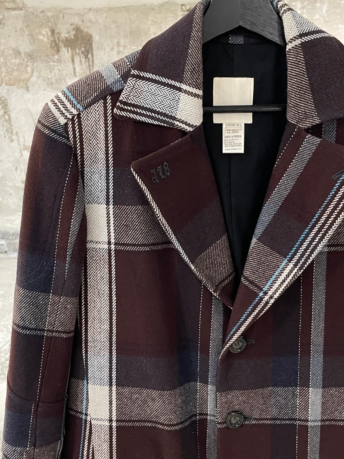 디젤 믹스 체크 패턴 아칼릭 울 코트 상품이미지2