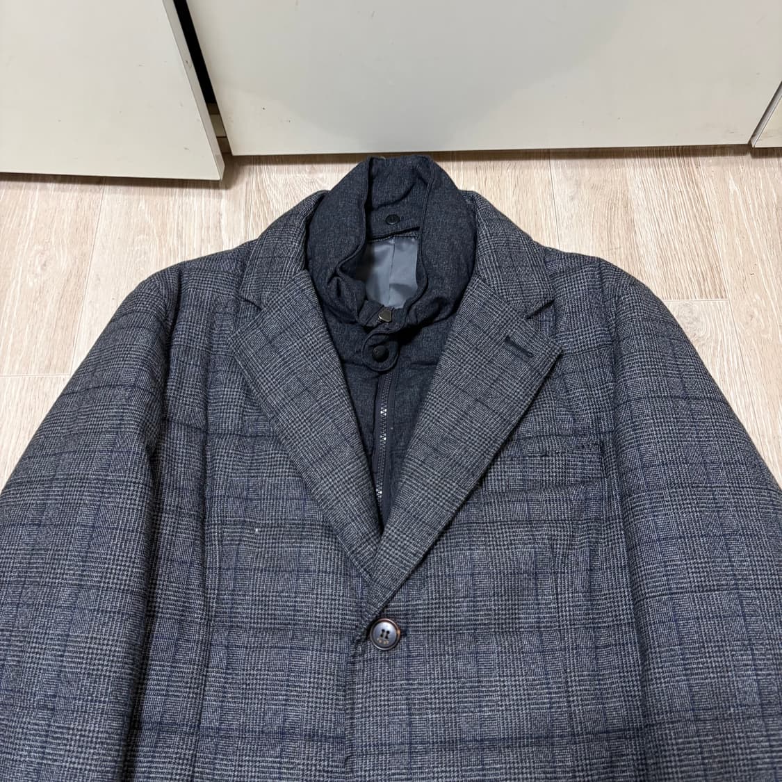 지오투 남성 클래식 체크 롱패딩 패딩코트 XXL/110  상품이미지2