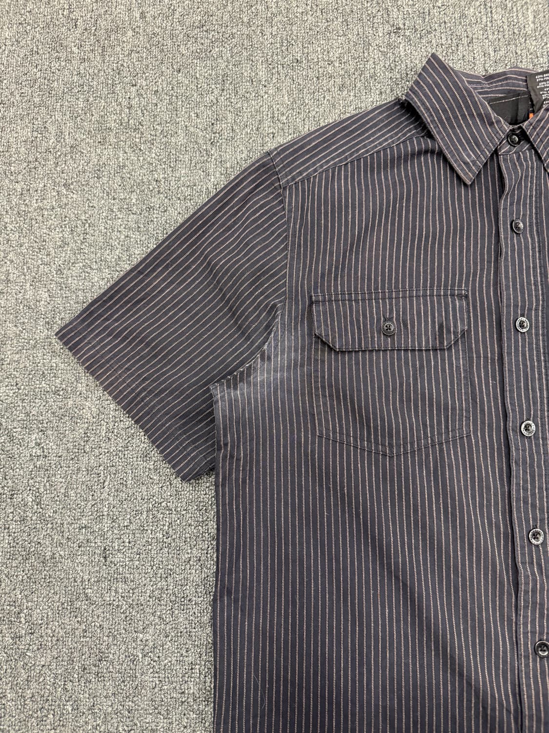 S)할리데이비슨 빈티지 후면 자수 스트라이프 반팔 셔츠(오염) 상품이미지3