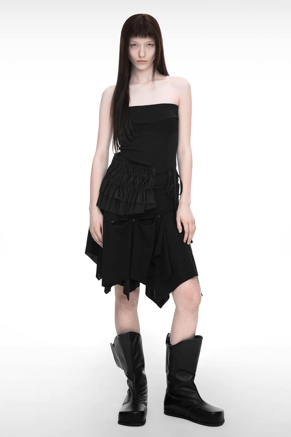 BUSTIER LAYERED DRESS BLACK 상품이미지1