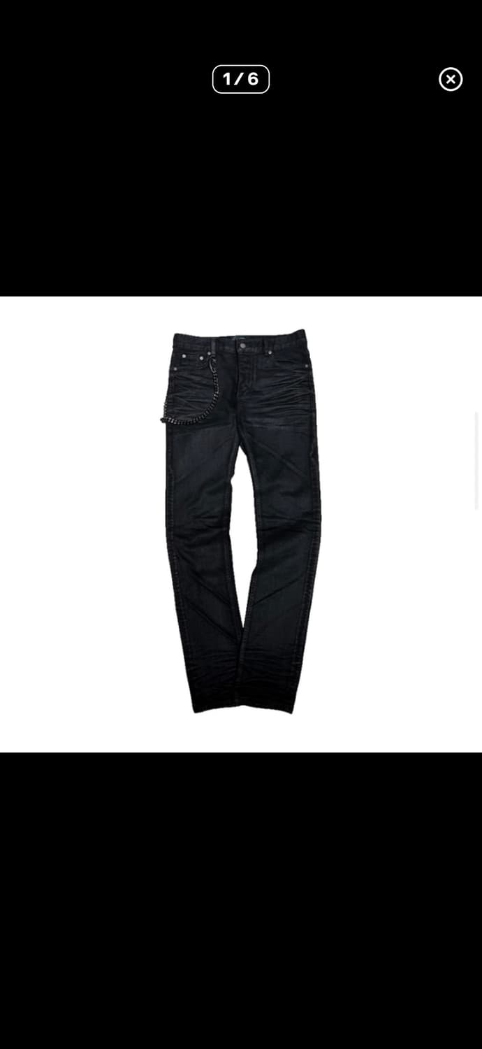 언더마이카 블랙볼드체인 슬림 스트레이트 왁스 코티드 진 상품이미지1