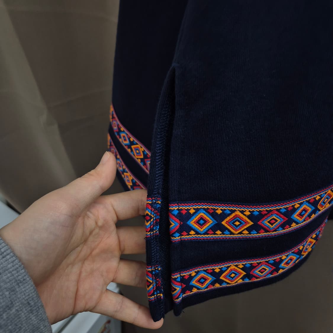 챔피온 네이비 기하학 패턴 맨투맨 L 상품이미지3