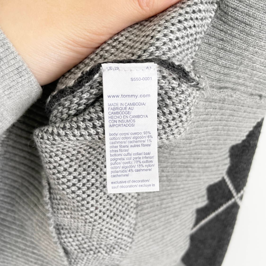 D2 타미힐피거 아가일 체크 니트 스웨터  XL사이즈 상품이미지5