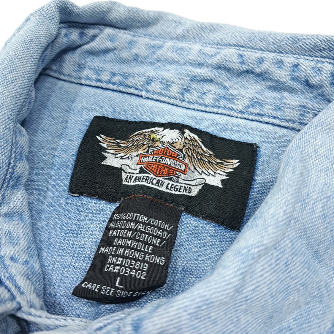 CL588 L 할리데이비슨 00s 홍콩판 버튼다운 데님셔츠 상품이미지3