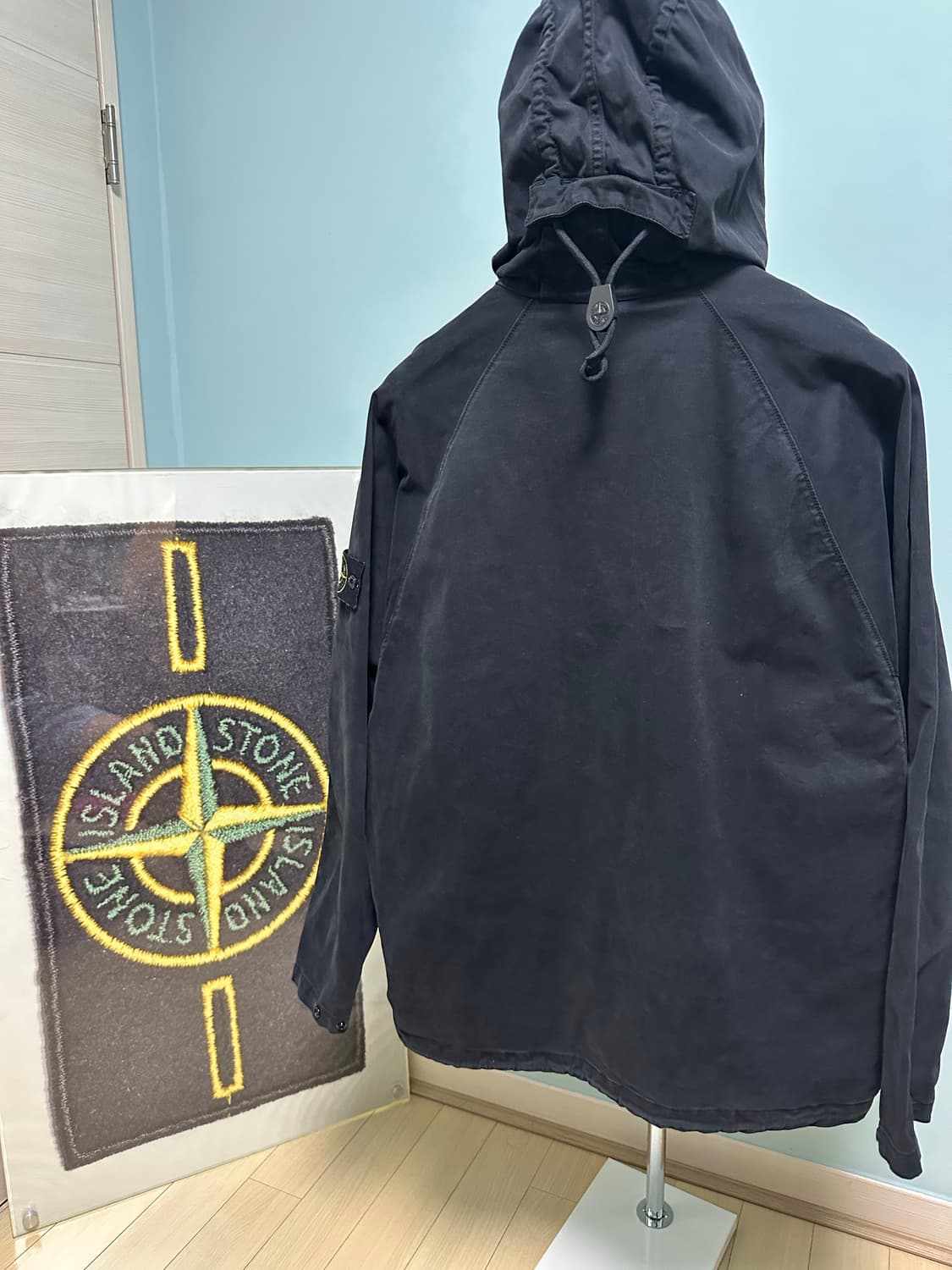 스톤아일랜드 와펜아노락오버셔츠 후드자켓 블랙 M 새상품급 상품이미지6