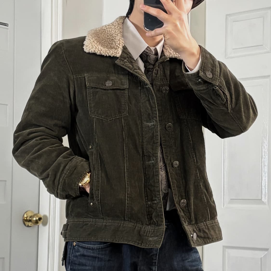 코듀로이 자켓 카키 아메리칸 캐주얼 상품이미지1