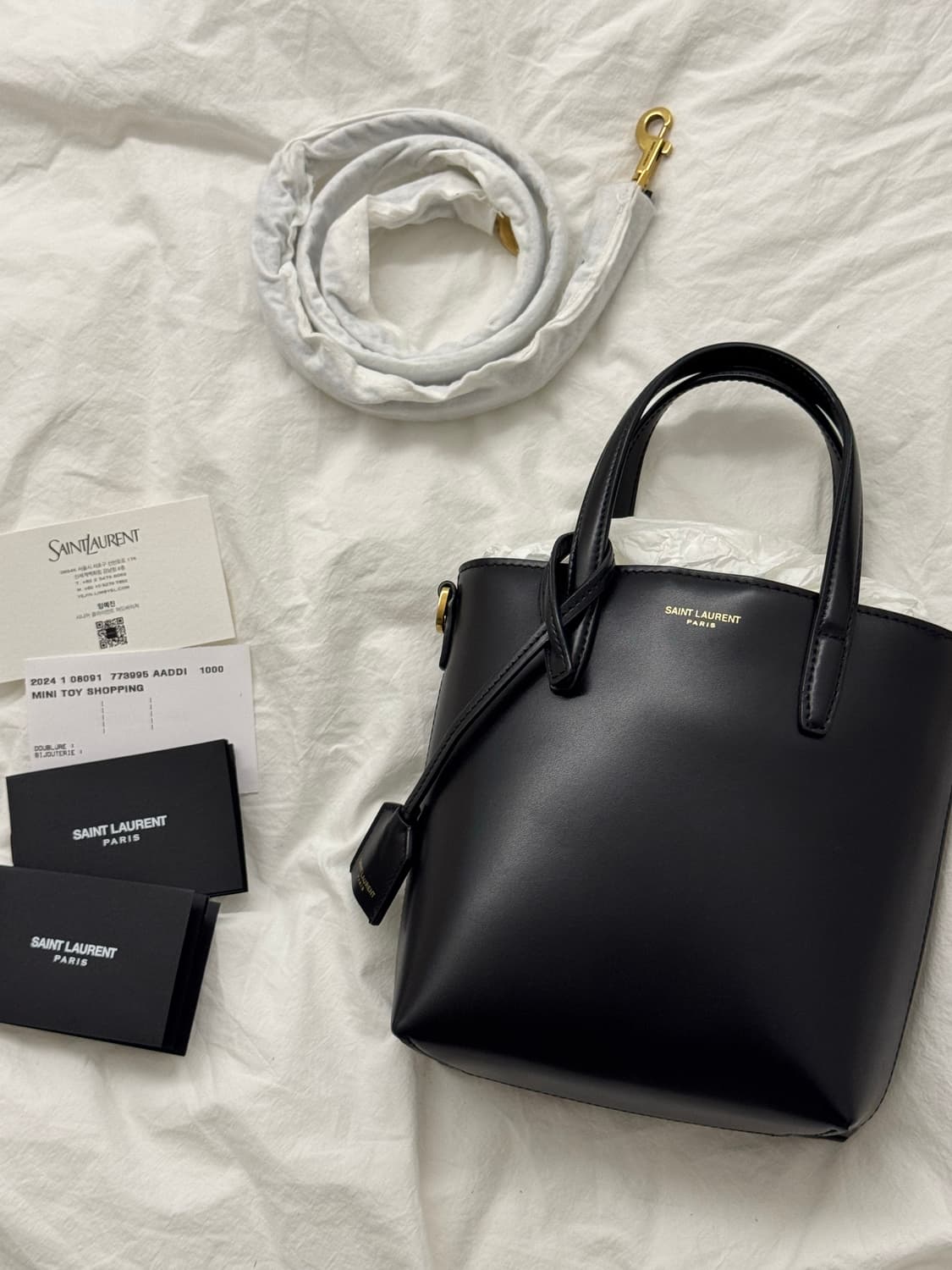 생로랑 박스 레더 미니 토이 쇼핑 블랙  상품이미지4