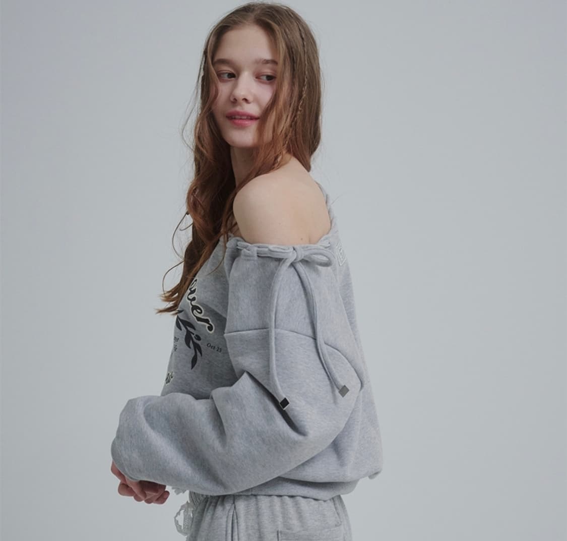 Jenny over willow 오프숄더 스웻셔츠 그레이 상품이미지3