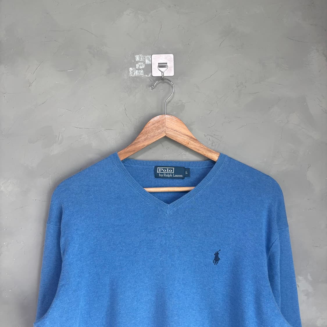 폴로 랄프로렌 코튼 브이넥 니트 스카이블루 상품이미지2