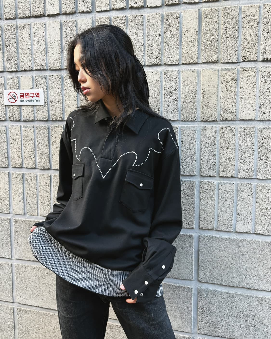 시스콰치패브릭스 니트도킹 풀오버 셔츠 상품이미지4