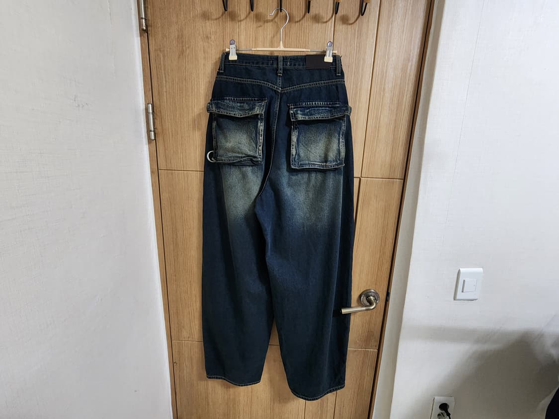 (S)여성 1ONE 페리에 백포켓 벌룬 와이드 데님 팬츠 상품이미지3