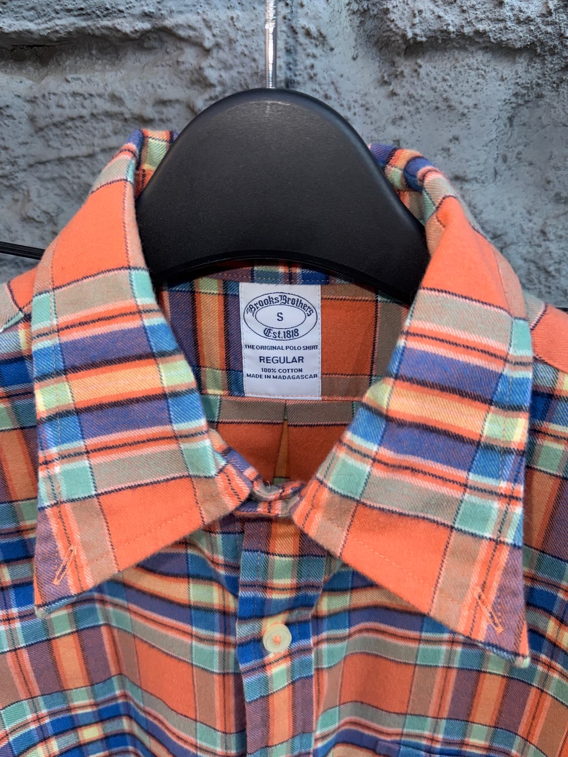 Brooksbrothers 브룩스브라더스 오렌지 체크 셔츠(s) 상품이미지2