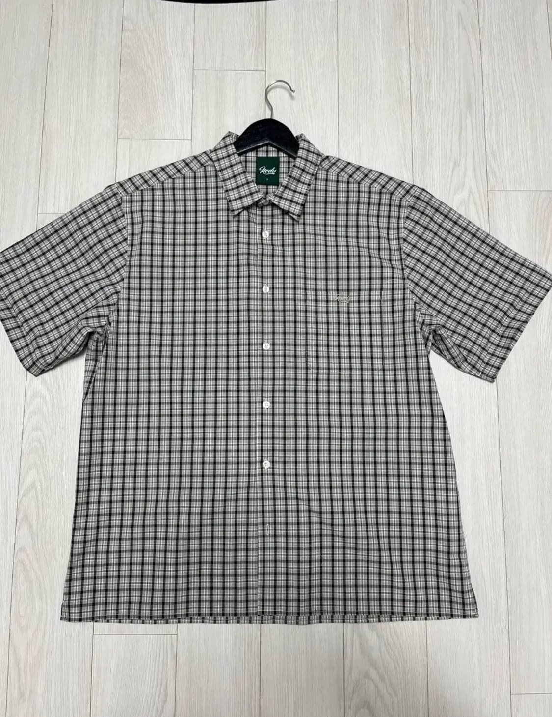 노드유 체크 박시 하프 스트릿 셔츠 상품이미지1