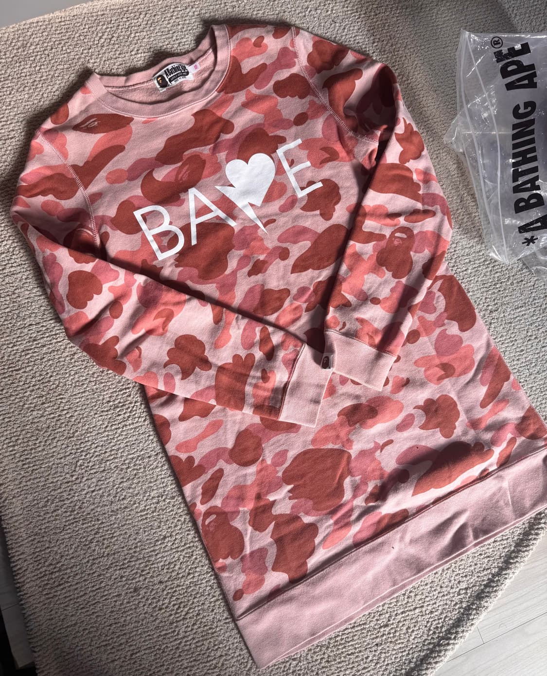 베이프 1st카모 핑크 크루넥 원피스 상품이미지1