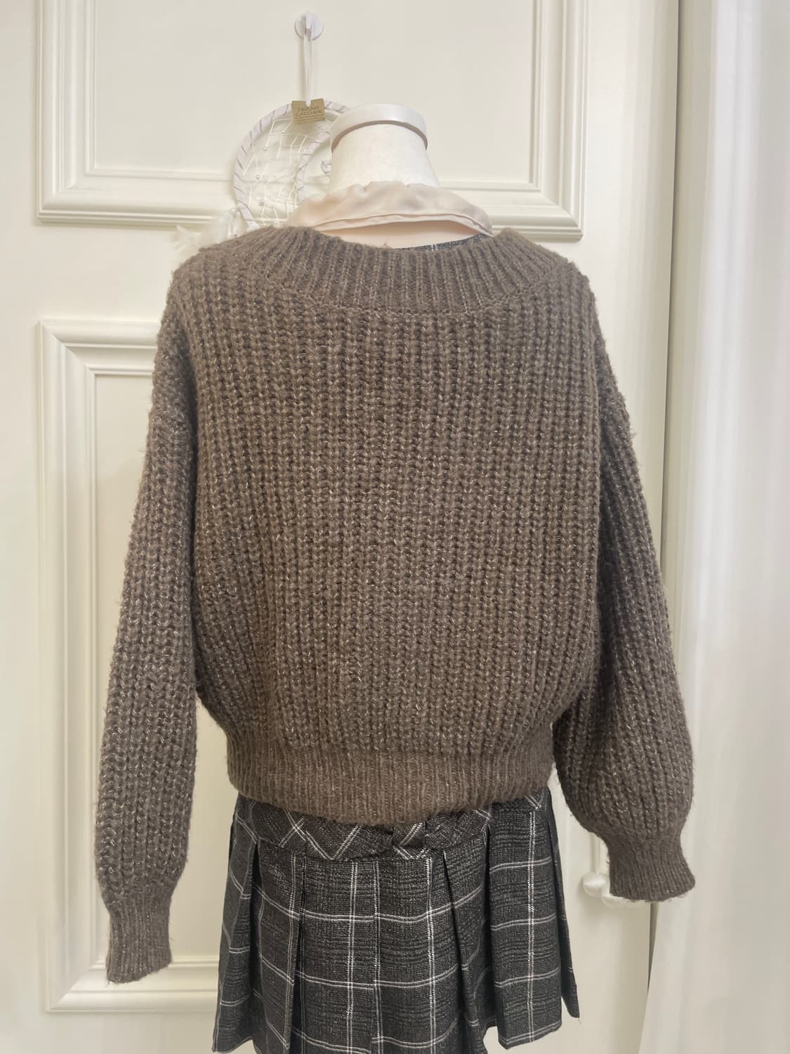 brown melange waffle cardigan(size-F) 상품이미지4