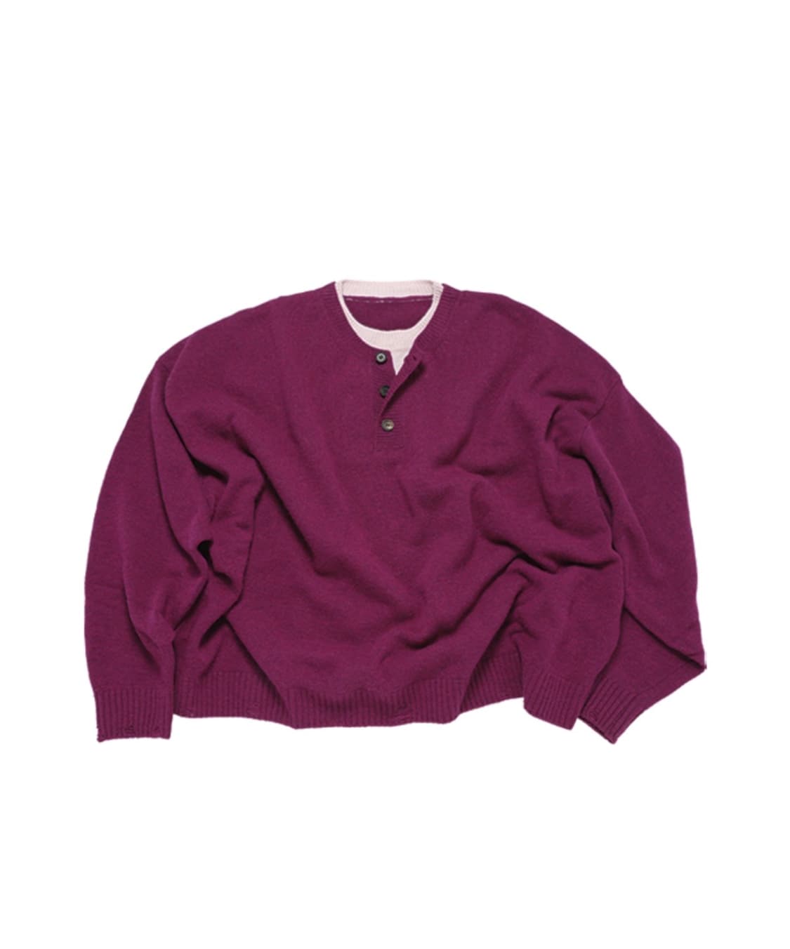 [M] mjd 콘트라스트 넥 캐시 크롭 니트 마젠타 상품이미지1