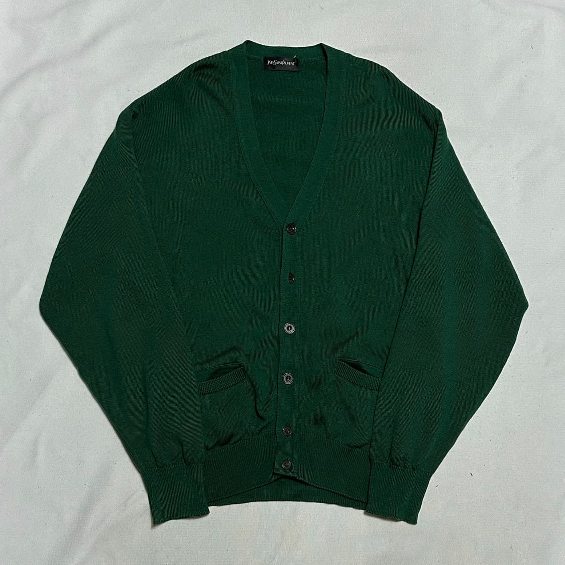 L 입생로랑 브이넥 그린 울 가디건 상품이미지2