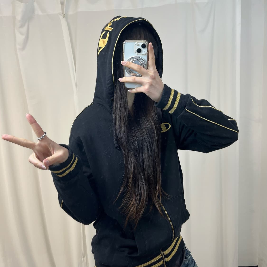 Champion black gold hood jersey 상품이미지2