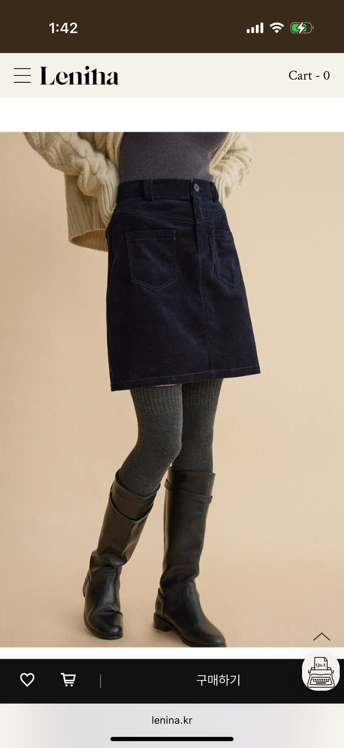 MEROY corduroy mid skirt_navy 상품이미지4
