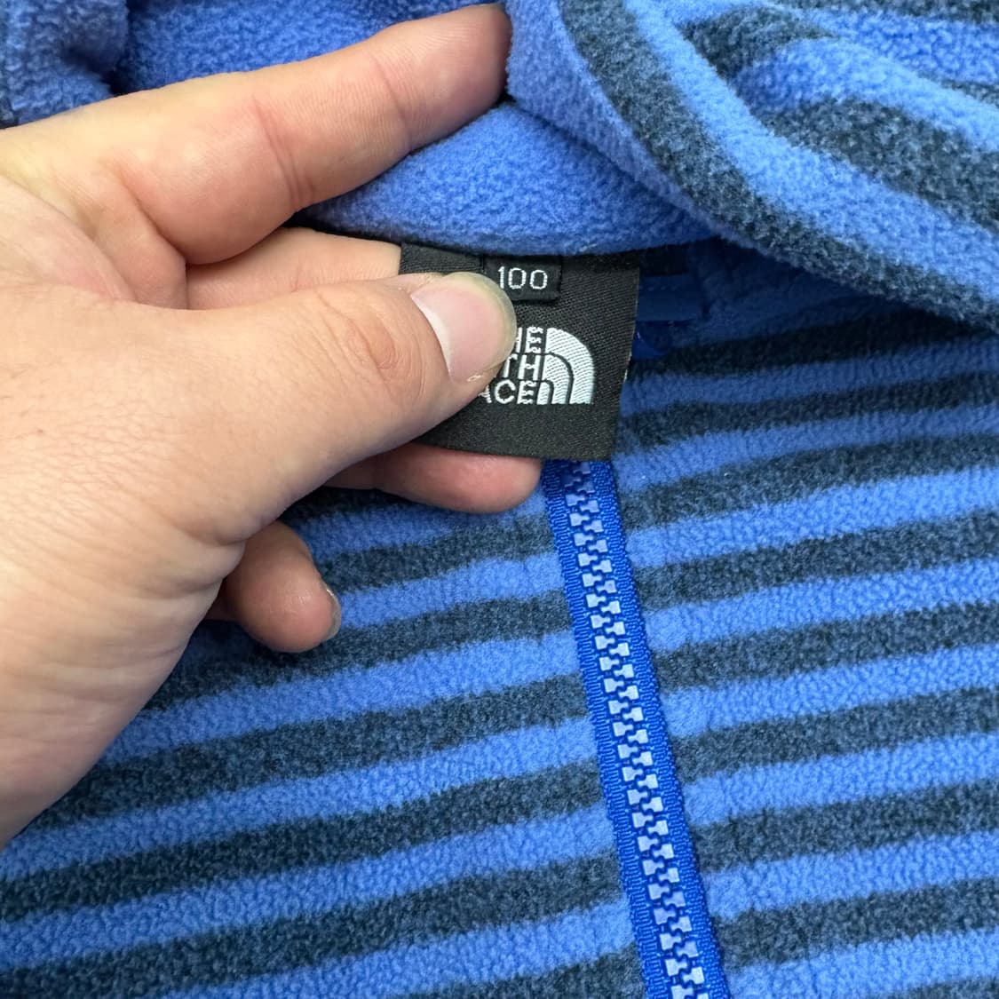 (100)노스페이스 스트라이프 블루 플리스 자켓 상품이미지4