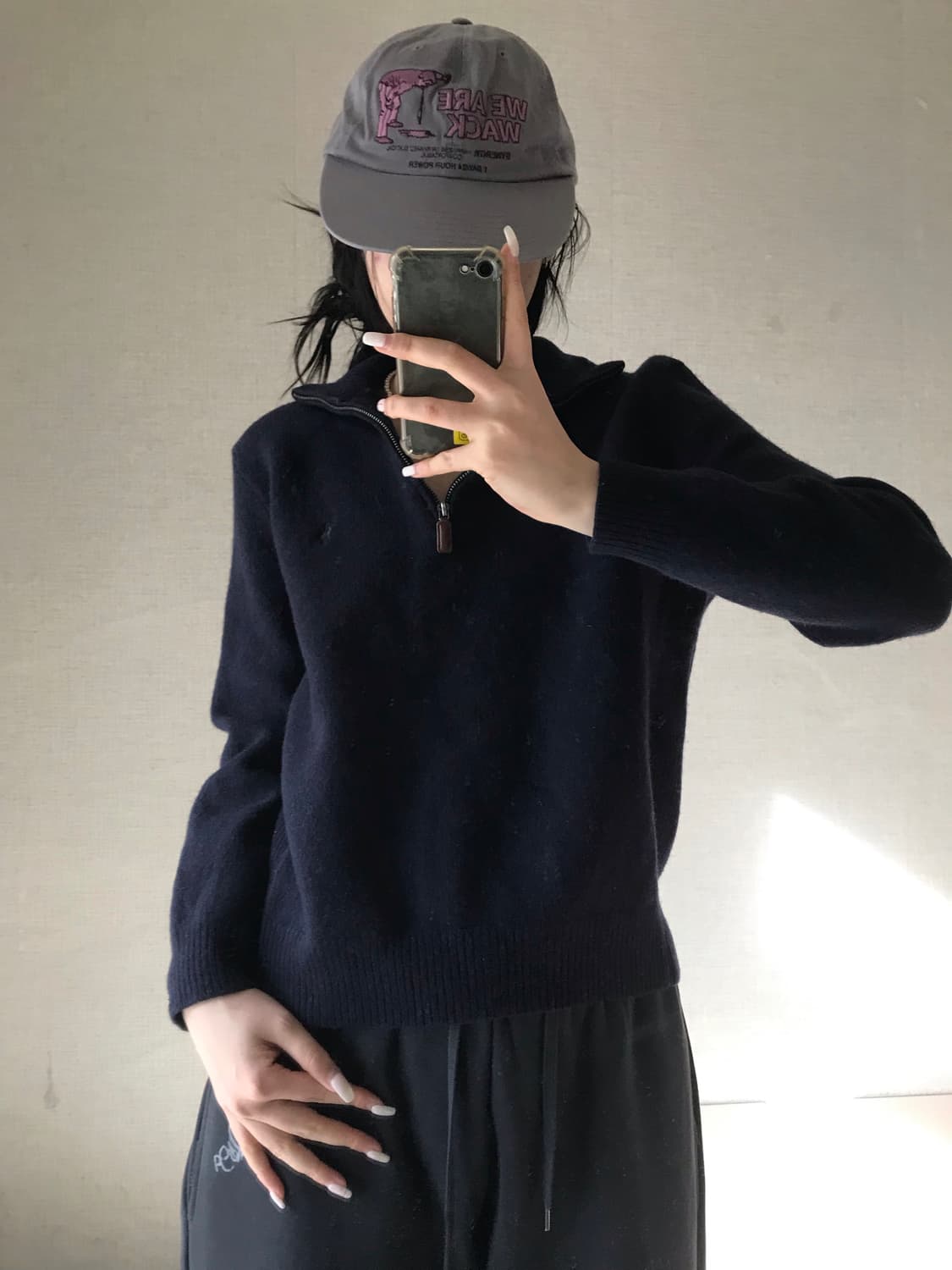 폴로 네이비 니트 반집업 상품이미지1