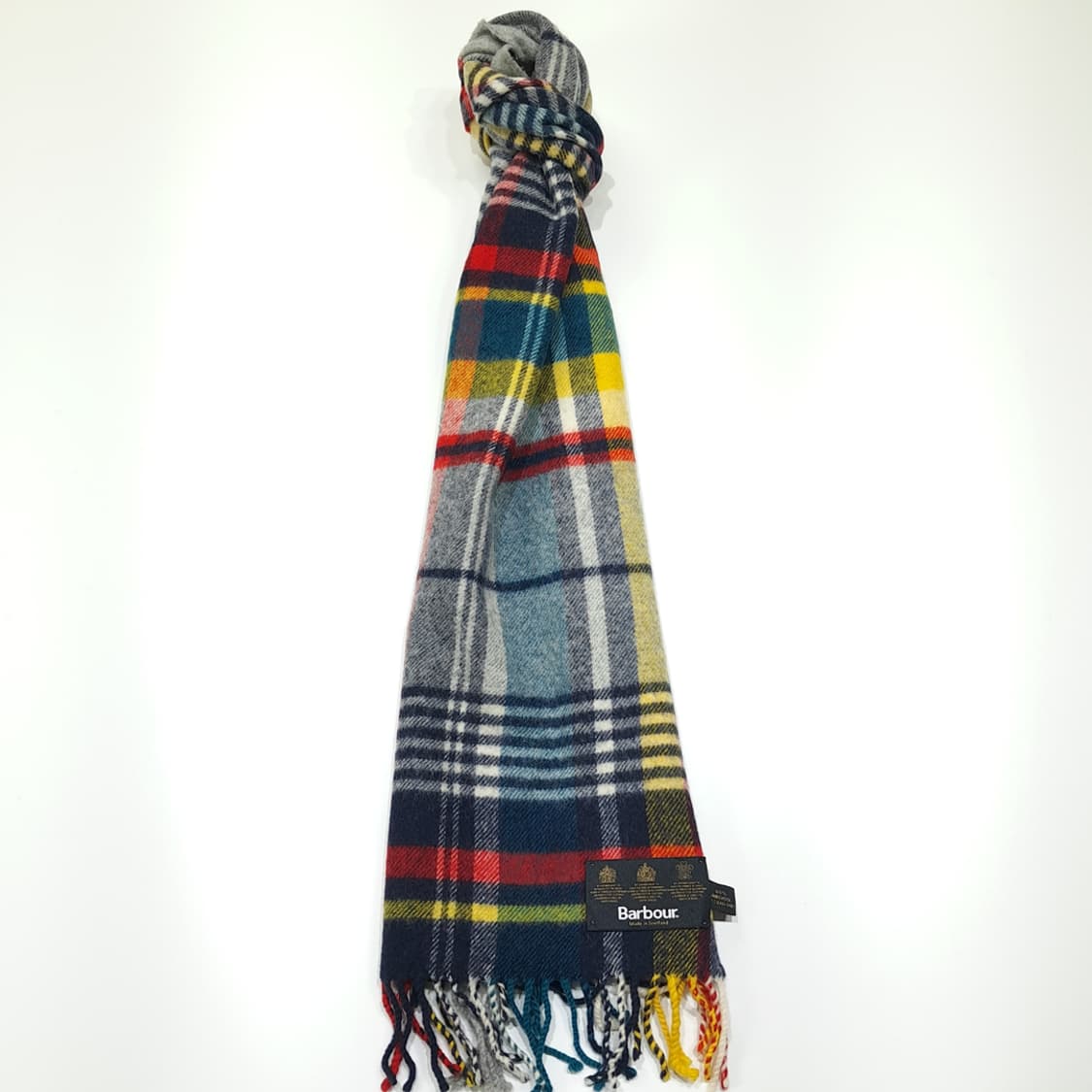 MX487 바버 90s 영국판 램스울 타탄체크 멀티컬러 머플러 목도리 상품이미지5