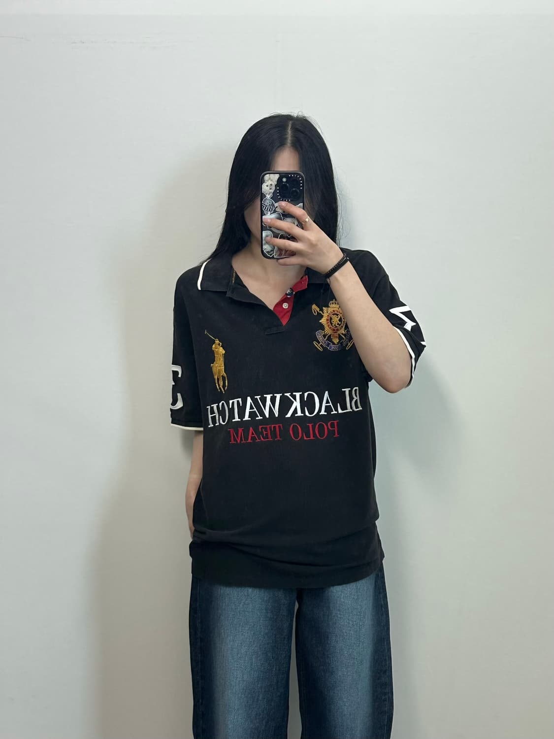 폴로 랄프로렌 빅포니 블랙워치 블랙 피케 반팔 카라 티셔츠  상품이미지1