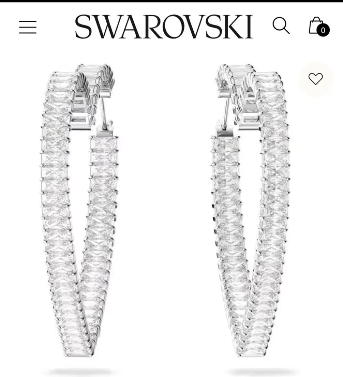 정가48만~새제품)스와로브스키 바게트컷 하트 귀걸이 정품 상품이미지1