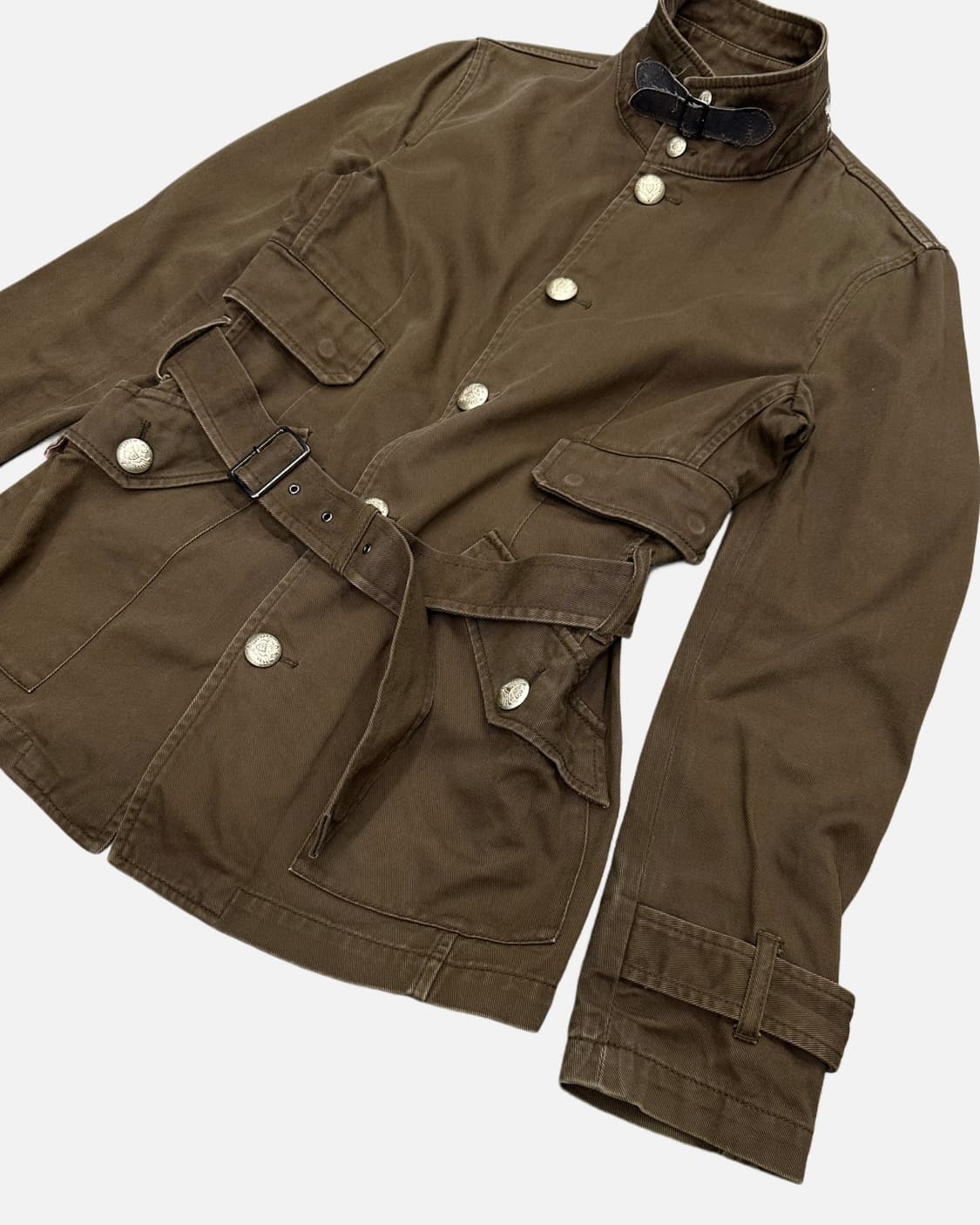 dark khaki belted military jacket 상품이미지2