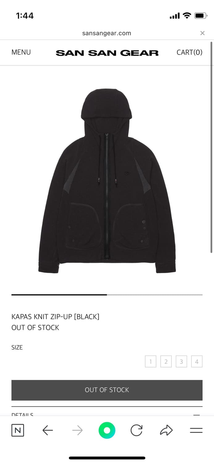 4 산산기어 KAPAS KNIT ZIP-UP BLACK 카파스 니트 집업 상품이미지1