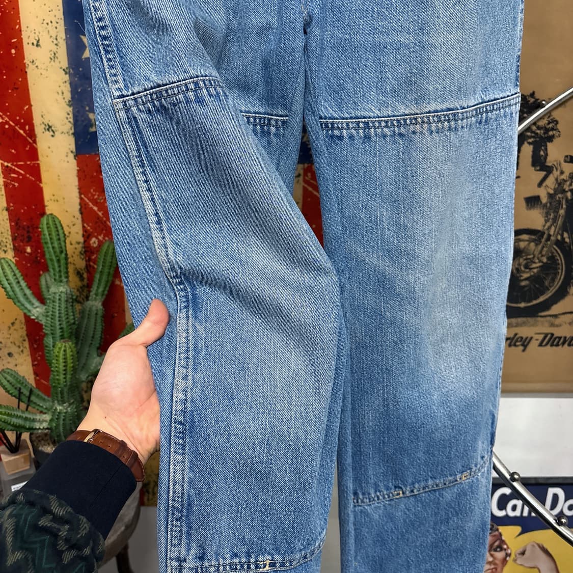 디키즈 릴렉스핏 더블니 스톤워싱 카펜터 워크 데님팬츠 N1232   상품이미지5