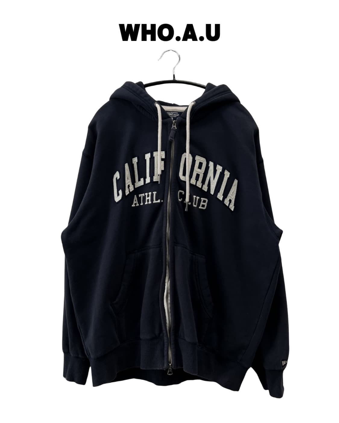 (L) 후아유 패치 로고 후드집업 네이비 상품이미지1