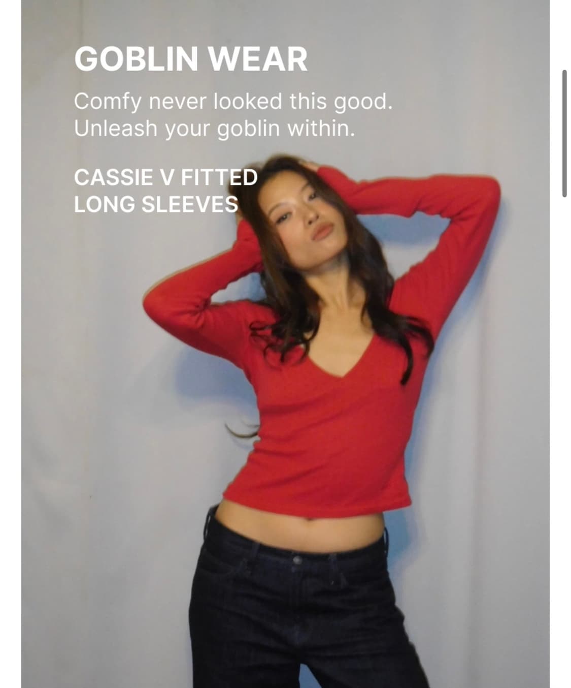 Cassie V Fitted Long Sleeves(Red) 상품이미지1