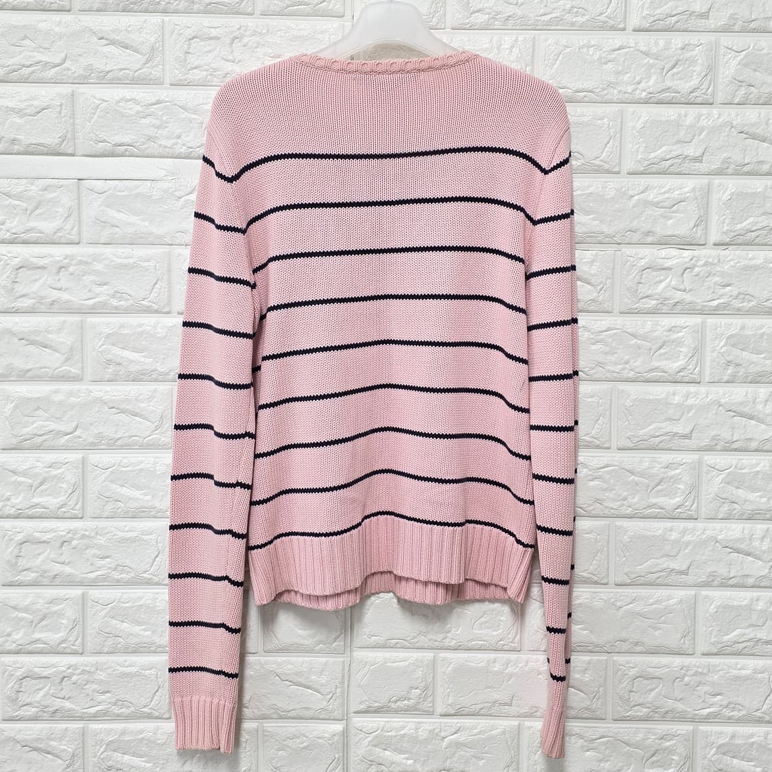 택포// 폴로랄프로렌 핑크 스트라이프 니트 L 상품이미지4