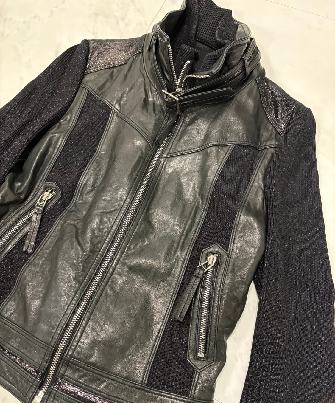 egoist 니트배색양가죽자켓66 상품이미지2