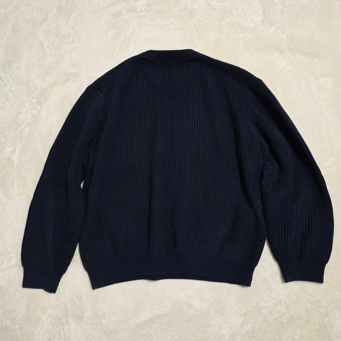 (L)인템포무드 하찌 엘보 볼륨 풀오버 니트 네이비 상품이미지3