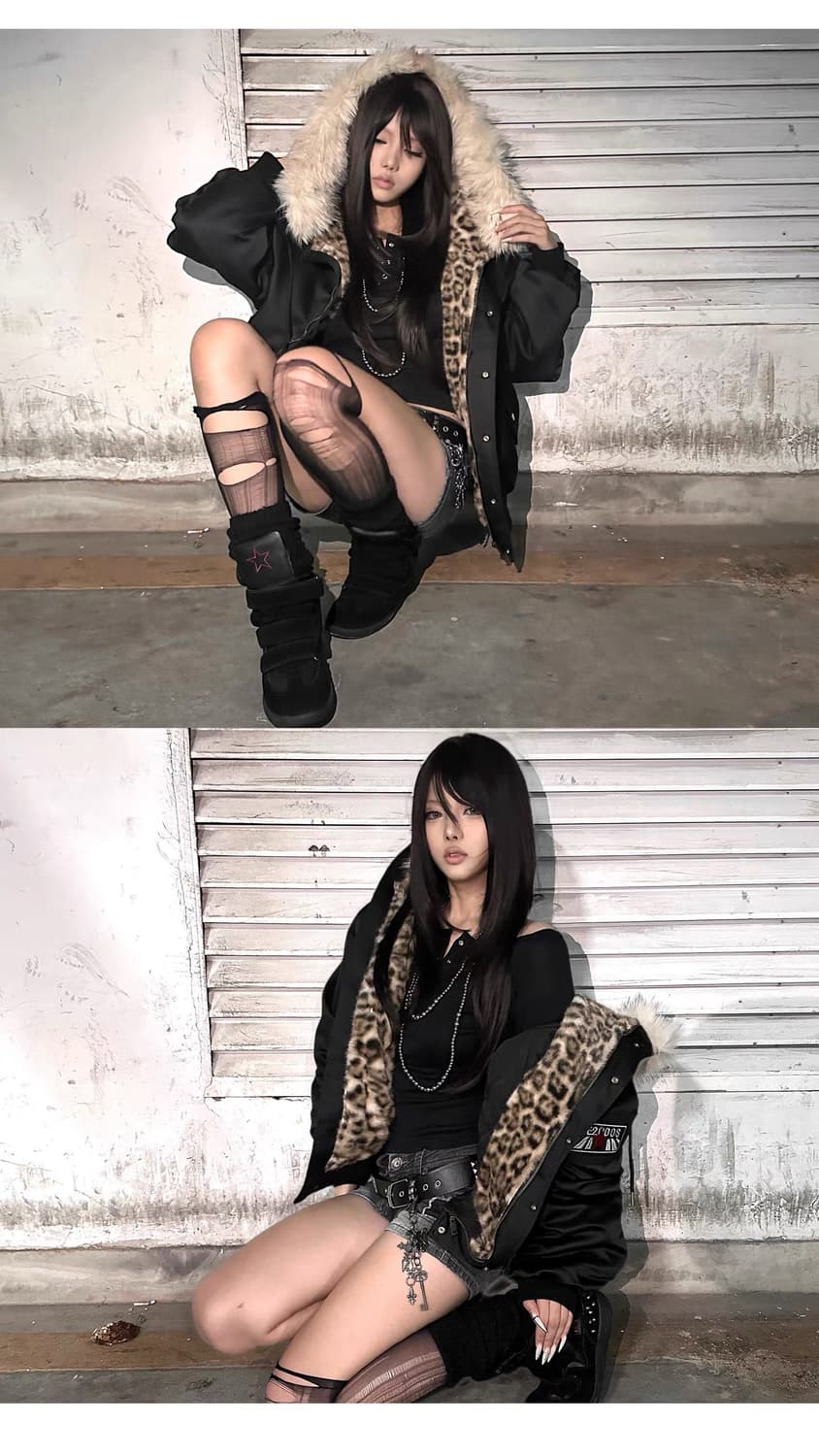 Leopard Pattern Fur Hooded Jacket 상품이미지10