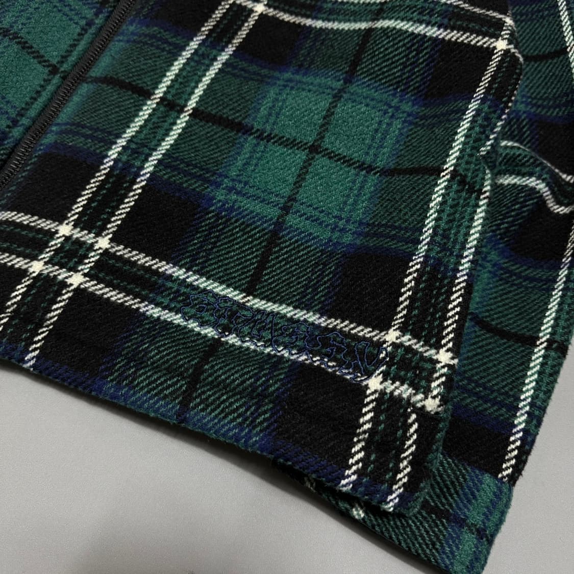 스투시(STUSSY) 그린컬러 플레이드 패턴 울 혼방 집업 블루종 자켓 상품이미지4