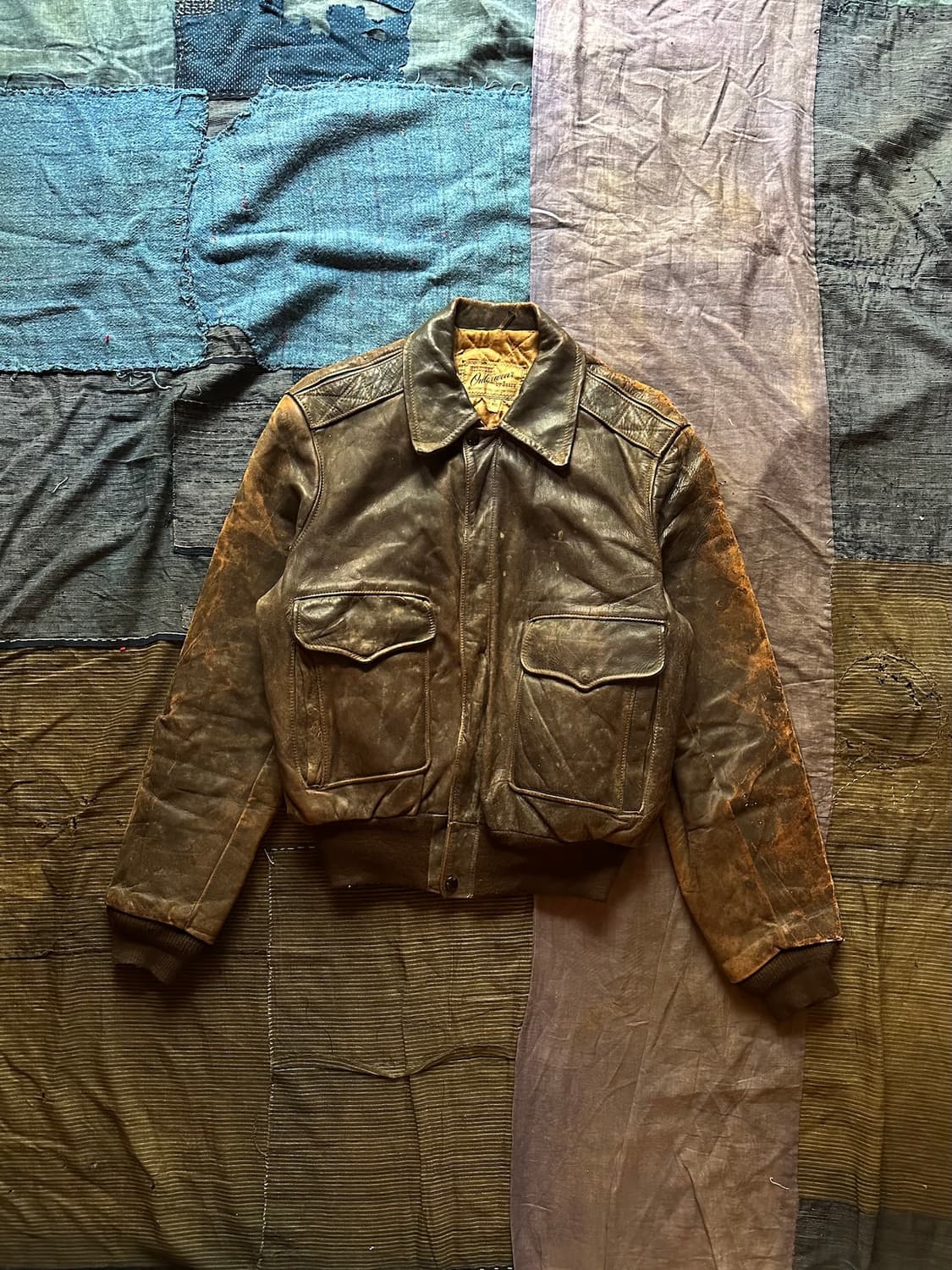 50s HERCULES USA 빈티지 허큘리스 말가죽 A-2 레더 자켓 상품이미지1