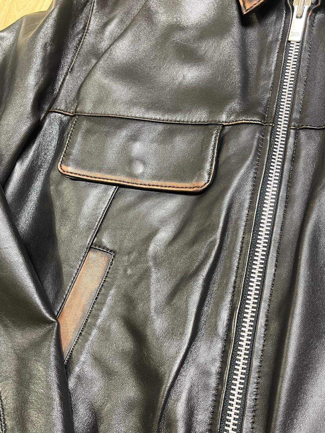 자라 빈티지 램스킨 A-2 자켓 M 상품이미지3