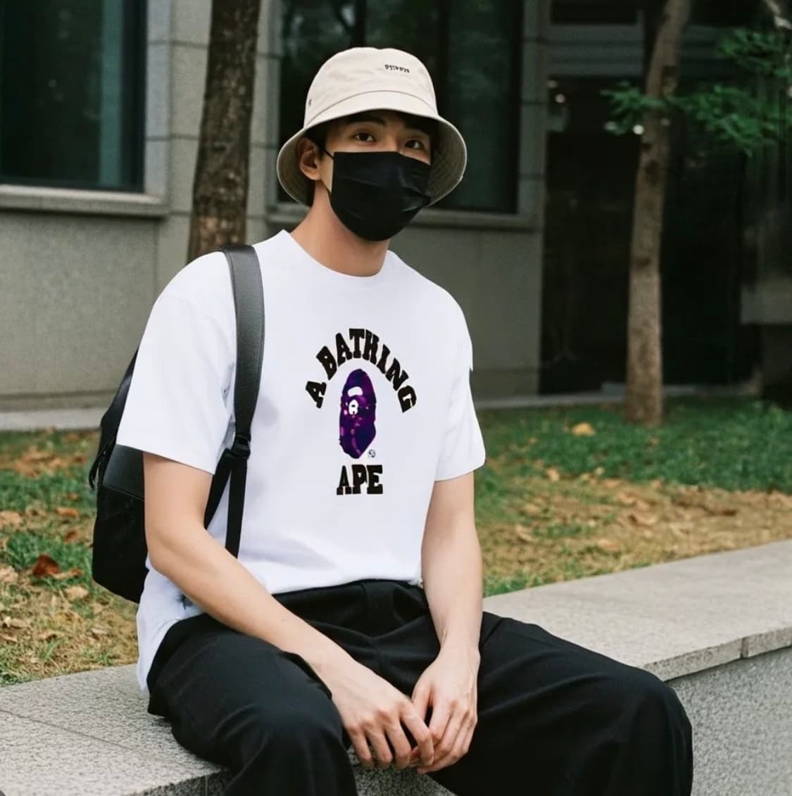 베이프 컬러 카모 컬리지 티셔츠 화이트 퍼플 M 상품이미지1