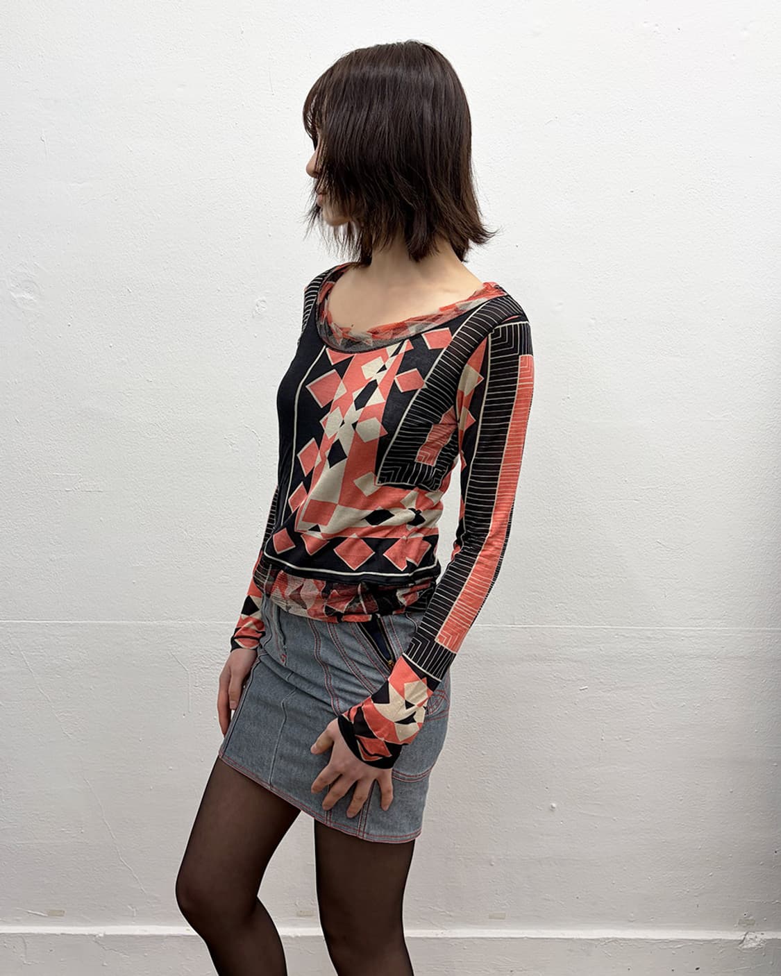 장 폴 고티에 패턴 메쉬 탑 상품이미지3