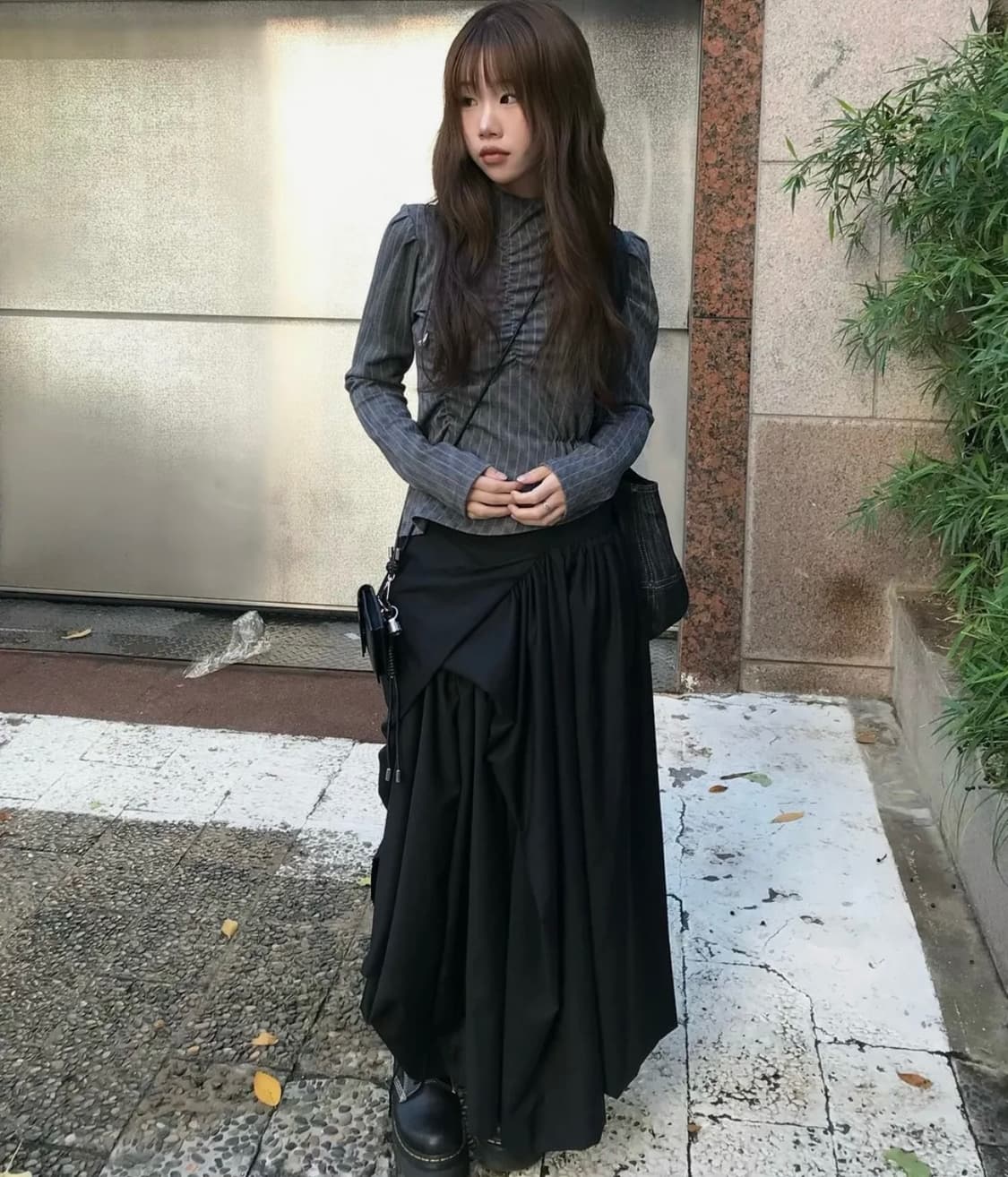 Asymmetrical Draped Layered Long Skirt 상품이미지1
